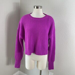RE/DONE Sweater Womens Small Purple Wool Cashmere Cropped Ribbed Knit Oversized